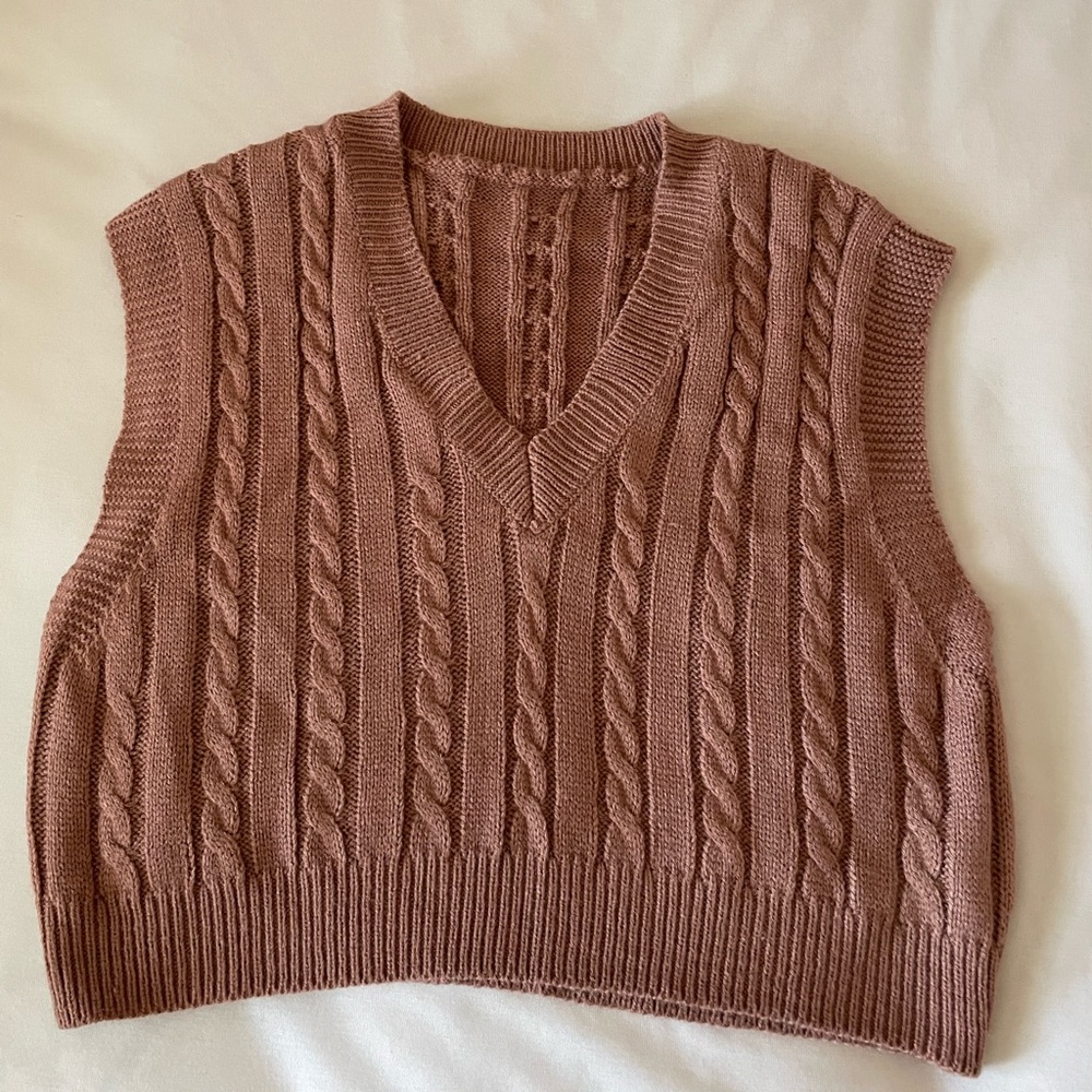 brown knit sweater vest